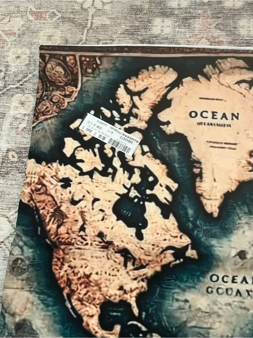 Vintage Style Ocean World Map Pillow Covers in Teal and Tan 24x24 (2)
